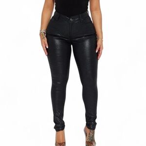 Black Shiny High-Waisted Pants